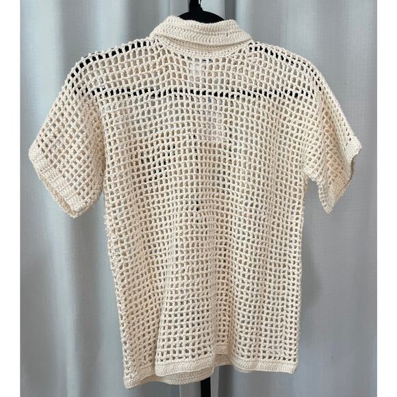 My Beachy Side Solina Hand-Crochet Cardigan Ivory Cotton Size Small NWT Elegant - Picture 4 of 6